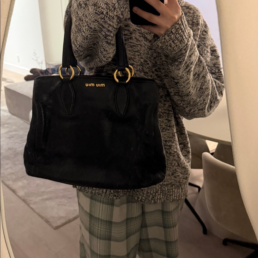 Miu Miu Black Grained Leather Shoulder bag with strap - Picture 6 of 6
